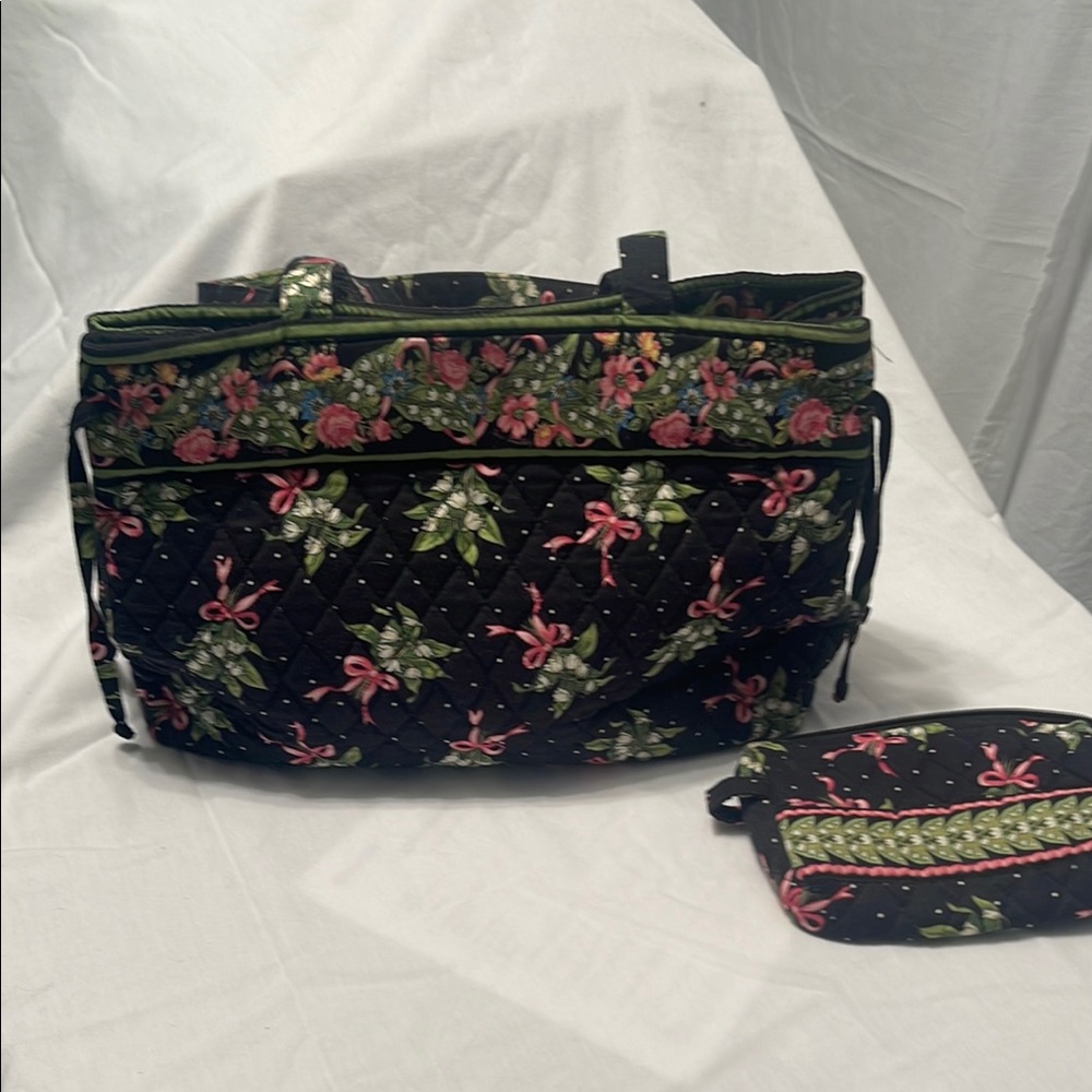 Vera Bradley Black and Pink Quilted Baby Bag Set